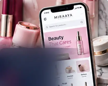 هاتف يعرض متجراً إلكترونياً لمنتجات التجميل